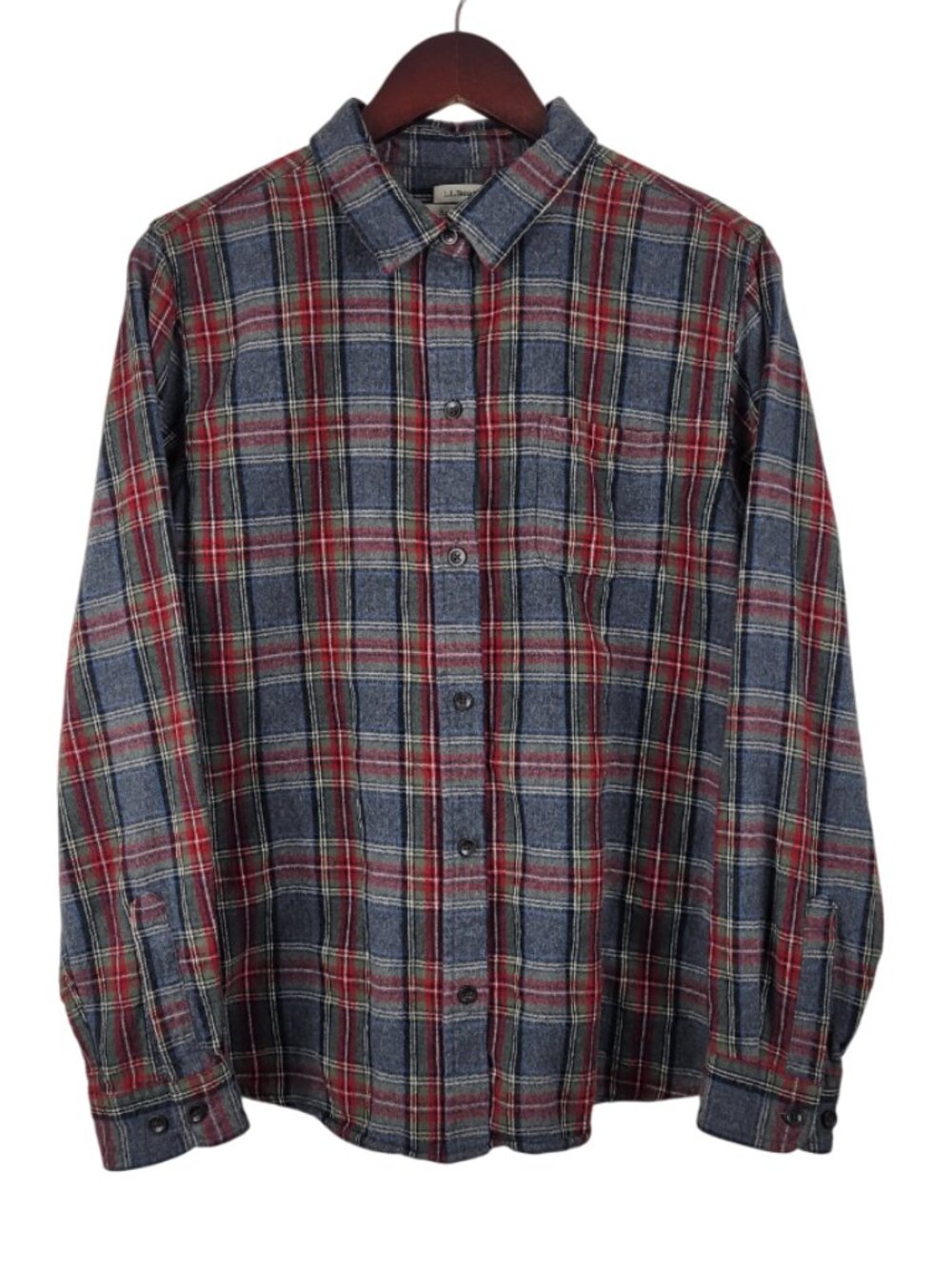 LL Bean Scotch Plaid Flannel Relaxed Fit Button Up Long Sleeve Shirt Men’s Large